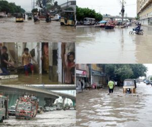 کراچی میں شدید بارش کے باعث متعدد علاقوں میں سیلابی صورتحال