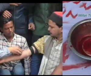 الہ آباد کے جانباز نوجوانوں نے خون کے قطروں سے سلوگن کے ذریعہ شہریت ترمیمی بل کے خلاف احتجاج کیا